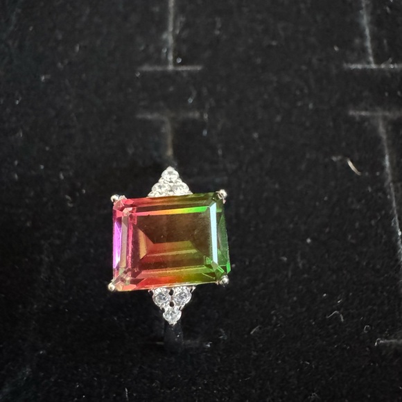 Natural Watermelon Doublet Quartz 925 Sterling Silver NWOT - Picture 4 of 10